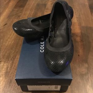 Cole Haan Black Snakeprint Jenni Gore Ballet Flats